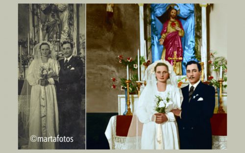 Foto de casamento colorizada.