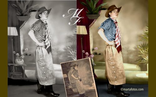 Foto antiga colorizada.
