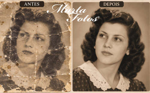 Restauração de foto antiga: antes e depois.